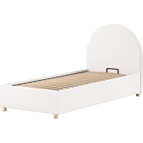 Lit Coffre Enfant Bouclé "Moon" 90x200cm Blanc (1/5)