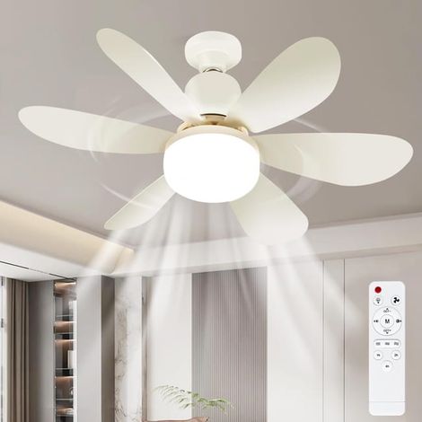 Ventilatore da soffitto con luce, ventilatore da soffitto con telecomando e luce, silenzioso, 3 velocità e 3 temperature (1/5)