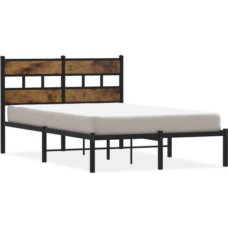 Lit double,Lit adulte,Cadre de lit en métal sans matelas chêne fumé 120x200 cm CFW9472867 (1/5)