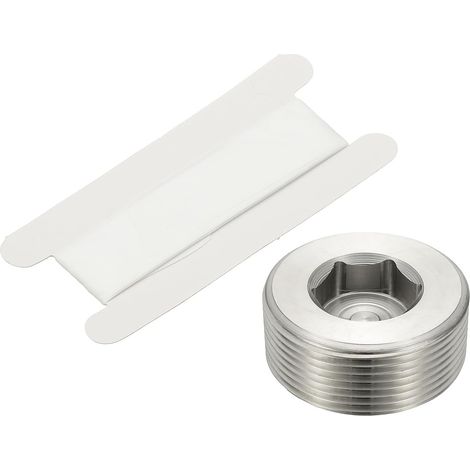 1/8" NPT Male Raccord De Tube À Hexagone Interne, 4 Pcs 304 Acier Inoxydable Kit Assortiment Bouchon Tête Filetée Frapper Adaptateur Avec Ruban, Argent - 1-1/2" (1/5)