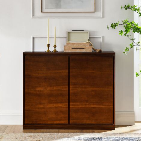 Credenza color noce, mobile buffet con 2 aperture di scarico, mobile contenitore per ingresso, corridoio, soggiorno, cucina, sala da pranzo, 99×23,5×82,3 cm (1/5)