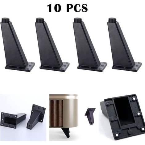 Pack of 10 Adjustable Furniture Feet, Aluminum Alloy Furniture Legs Triangular Adjustable Kitchen Furniture Feet, for Table Cabinets Kitchen Sofa Desk, 80mm, Black (1/5)