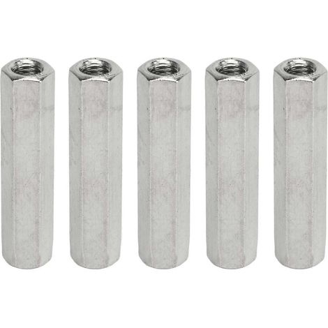 5-teiliges Set silberner M8-Sechskant-Kupplungsmuttern, sicheres und praktisches Edelstahl-Kupplungsmuttern für Industriemaschinen