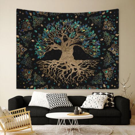 130x150cm Tree of Life Wall Hanging Tapestry for Nature Decorations Bedspread Cover for Home Living Room Bedroom Dorm Decor(A) (1/4)