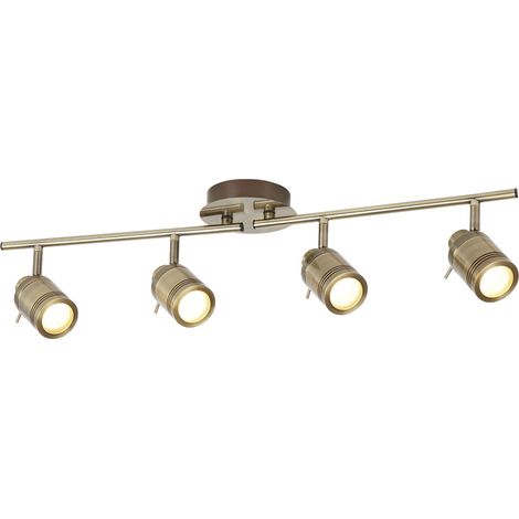 Searchlight Samson - Faretto da Soffitto a 4 Luci per Bagno Bar Ottone Antico IP44, GU10 (1/4)