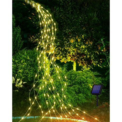 Guirlande lumineuse solaire extérieur 1m 100 LED 8 modes cascade étanche - Décoration jardin terrasse plantes arrosoir