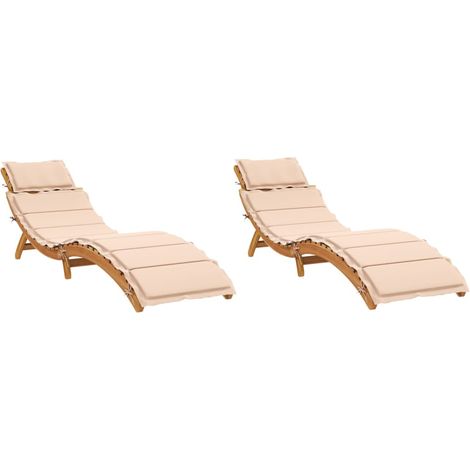 Maison Exclusive - Sonnenliegen mit Auflagen 2 Stk. Beige Massivh