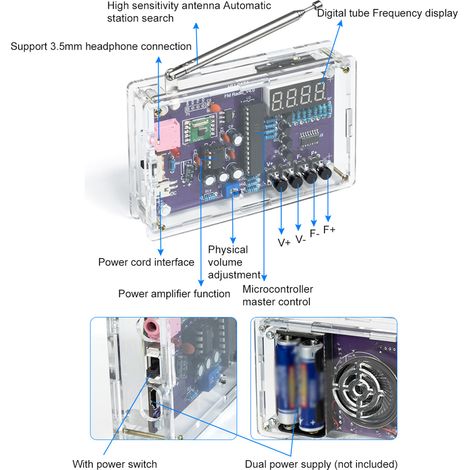 Kit d'assemblage Radio, Circuit imprimé de Modulation de fréquence, microcontrôleur, bricolage, Production électronique, pratique de soudage, pièces en vrac. (1/5)