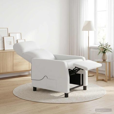 vidaXL Fauteuil de massage inclinable Blanc Simili cuir (1/5)