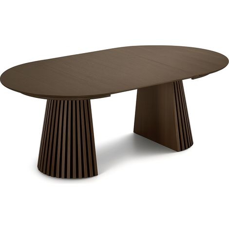 Tokyo table de salle à manger avec 2 plateaux supplémentaires ø120x120-160-200cm smoked chêne plaqué