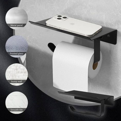 Porte-Papier Toilette - Aluminium - Étagères Intégrées - Pour Salle De Bain Cuisine Toilette - 1 Pièce (1/4)