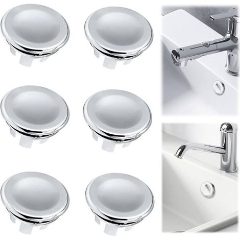 Lot de 6 Bouchons de Trop-Plein placage Débordement d'Évier de Lavage de Salle de Bains de Cuisine Couvercle de Trop-Plein pour Lavabo Bouchon Trop Plein Evier Pour Lavabo,Salle de Bain,Cuisine (1/4)