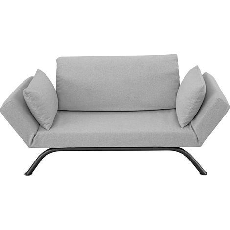 EVERGREENWEB Divano Letto 2 Posti moderno di Design Scandinavo colore Grigio Braccioli regolabili con Cuscini, Materasso Waterfoam 80x200 ideale per Casa Hotel Albergo, struttura in metallo - LIV (1/5)