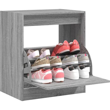 Zapatero de madera de ingeniería gris 60x42x69 cm