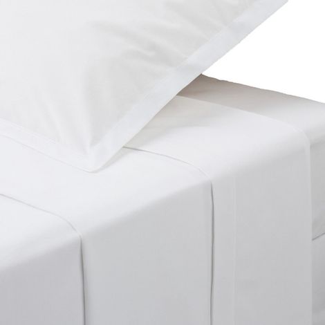 Drap Plat 2 Personnes "Percale" 240x290cm Blanc (1/2)