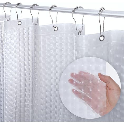 Rideau De Douche EVA - Imperméable - Avec Oeillets Antirouille Et Aimants Poids - Motif 3D Yeux De Chat - 180 x 180 cm (1/4)