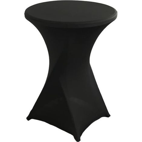Nappe Housse Lavable Nappe Mange Debout Ronde Protection pour Bar Table de Banquet de Mariage Table Cocktail Haute de Bistro (Noir, 80×110cm) (1/5)