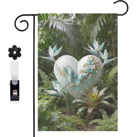 Bannière de cour arche de jardin et cœur décoratif 30 x 45 cm décoration porche et maison (1/5)