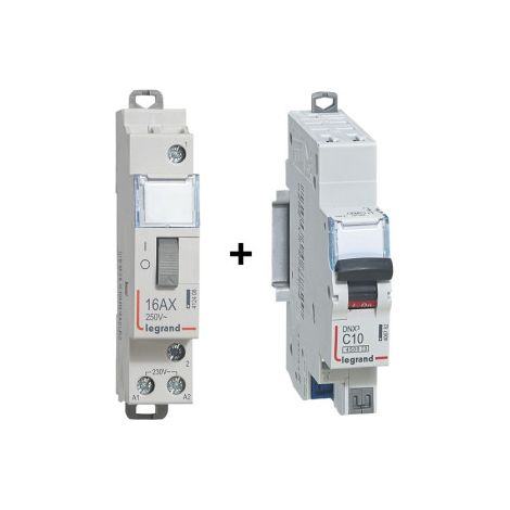 Legrand - Tu00e9lu00e9rupteur CX3 - Unipolaire 16A - 230V + disjoncteur 10A DNX3 AUTO - Ru00e9f. : 412408+406782