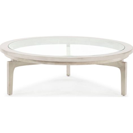Table basse élégante en bois et verre Blanc Voilé - Blanc voilé subtil et contemporain (1/3)