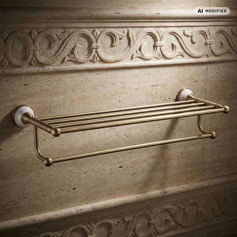 PaulGurkes Porte-serviettes Nostalgie Étagère de Salle de Bain Rétro Tringle à Vêtements Étagère en Bronze (1/5)
