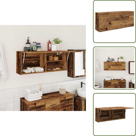 The Living Store Mobile da Bagno Legno Antico 100x25x40 cm in Truciolato - Armadio da bagno