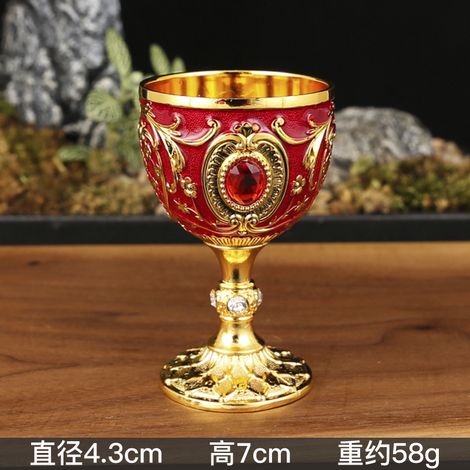 Verre à vin miniature en métal (doré et rouge), 30 ml, pour vin blanc (1/2)