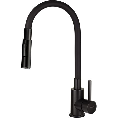 Miscelatore con canna elastica modellabile in colore nero opaco doccia multifunzione due getti DEANTE LUNO BOCN74M  Nero opaco