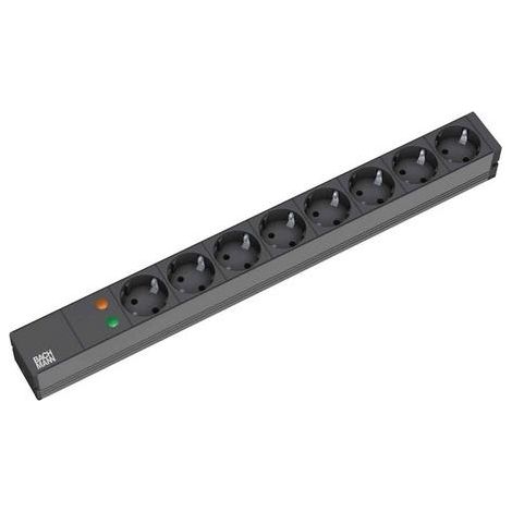 Bachmann multipresa 8 prese alluminio 2m nera 19 pollici