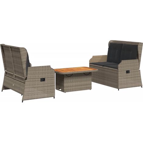 vidaXL Set Divani da Giardino 3 pz con Cuscini in Polyrattan (1/5)