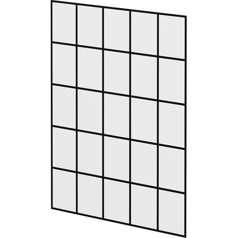 Pacco 8mm Clear with Black Printed Crittall Frame 1950mm x 1400mm Walk In Shower Glass (1/5)