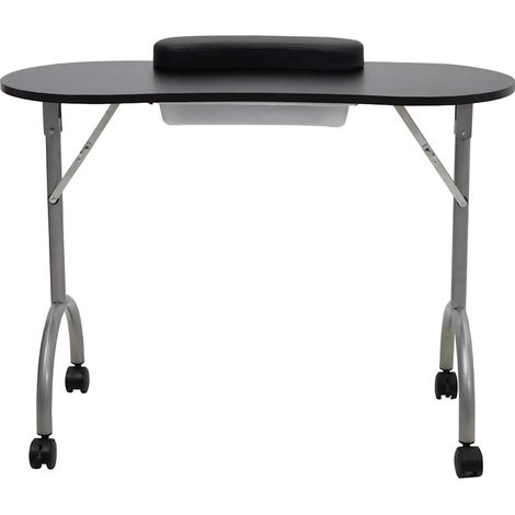 vidaXL Mesa de manicura plegable con ruedas negra (1/2)