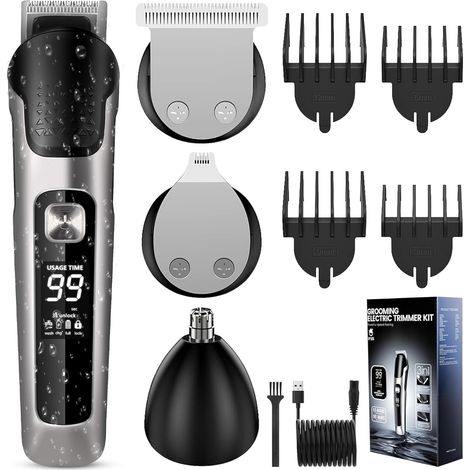 Tondeuse Cheveux Professionnelle, Tondeuse Barbe Homme, Rechargeable Tondeuse Nez, Tondeuse Cheveux Sans Fil Étanche, Tondeuse Precision, Rasoir Electriques Kit Multi-Usage 3 en 1 (1/5)