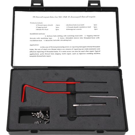 Kit de Réparation Filetage M2.5 30 Pièces en Acier Inoxydable pour Réparer Filets Endommagés (1/5)