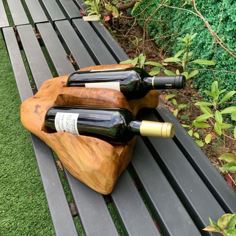Porte-bouteilles de vin en épicéa vintage pour bar,salon,cuisine. Bois naturel,bassins doubles irréguliers