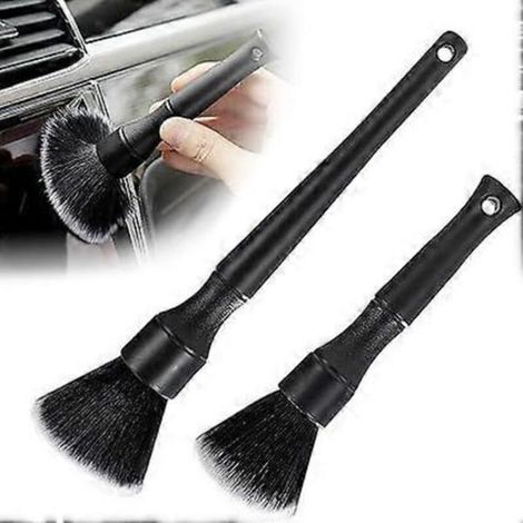 Brosse d'entretien automobile, lot de 2 brosses de nettoyage pour tableau de bord, intérieur, extérieur et grilles d'aération. (1/2)