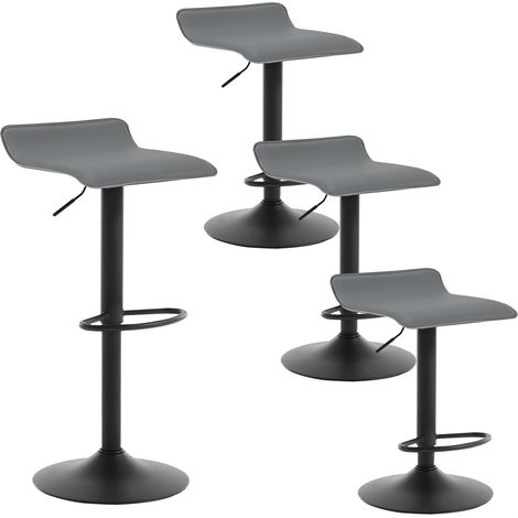 Lot de 4 Tabourets de Bar WOLTU, Tabourets réglable et Rotatif, Assise en Similicuir et Structure en Acier chromé, Gris (1/5)
