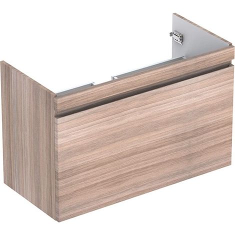 Mueble bajo lavabo Geberit Renova Plan, con un cajón y un cajón inglés: Ancho 92,6cm, Alto 58,6cm, Fondo 43,8cm, Olmo / Lámina decorativa estructurada