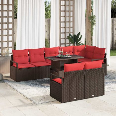 Set Divano da Giardino con cuscino 9 pcs Marrone Poly Rattan vidaXL (1/5)