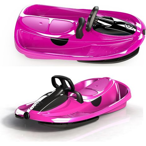 Bob Doppio Stratos Rosa Volante Freno a Molla 2 Posti Slittino Neve Max 120kg (1/3)