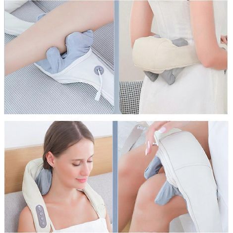 Outil de massage chauffant pour la nuque, le dos et les épaules, couleur crème-blanche. (1/5)