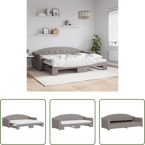 Schlafsofa - Tagesbett Ausziehbar mit Matratzen Taupe 80x200 cm Stoff (1/5)