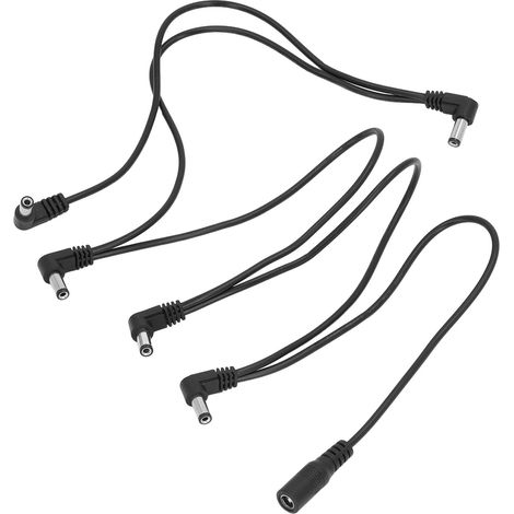 Câble d'alimentation répartiteur pour pédales d'effets de guitare (1 à 5 prises coudées) (1/5)