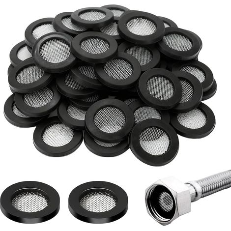 50 Pièces Joint Torique Joint Pomme De Douche Filet Filtre En Acier Inoxydable Joint Rondelle En Caoutchouc Avec 40 Maille Pour 1/2 Pouces Têtes De Douche (1/5)