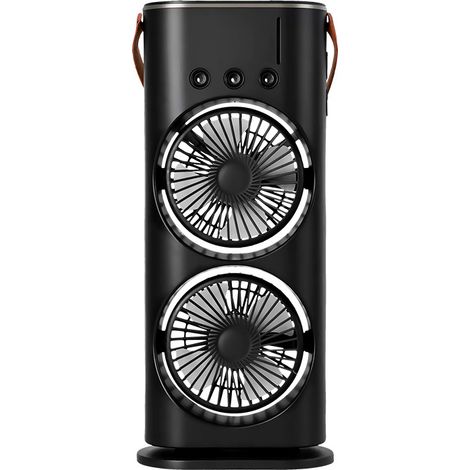 Ventilateur double tête USB climatiseur portable brumisateur rafraîchisseur d’air 3 vitesses silencieux,Noir (1/5)