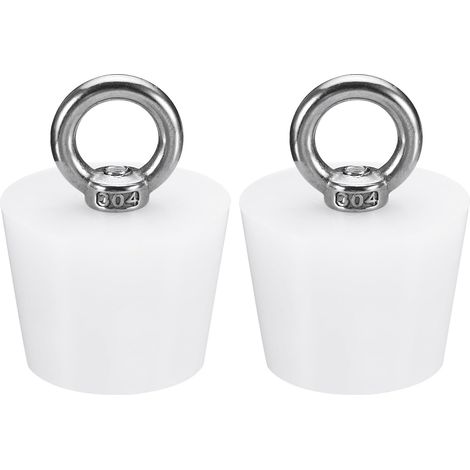 Caoutchouc Conique Bouchon 30 à 39mm Solide Baignoire Bouchon avec Anneau pour Test Tubes, Eau Tuyau, Drainage Trou, Blanc 2 Pièces (1/5)