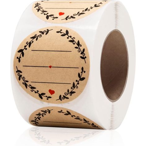 500 feuilles - Étiquettes autocollantes - Autocollants pour bocaux et couvercles - Motif couronne - 3 lignes inscriptibles - Autocollants en papier kraft - Étiquettes standard - Étiquettes pour canett (1/5)