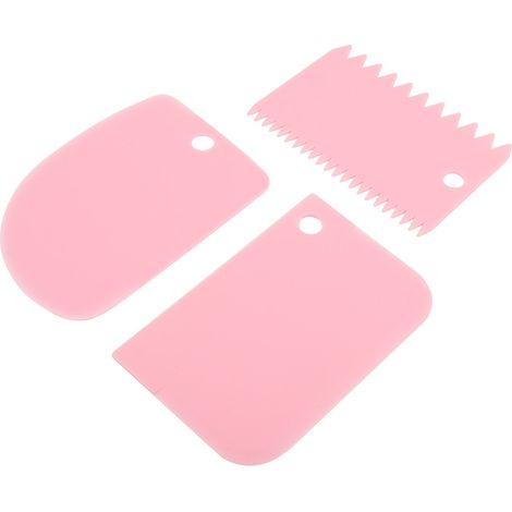 Set of 3 pastry spatulas, cream spatulas, pastry tools, flexible pastry scraper (pink)