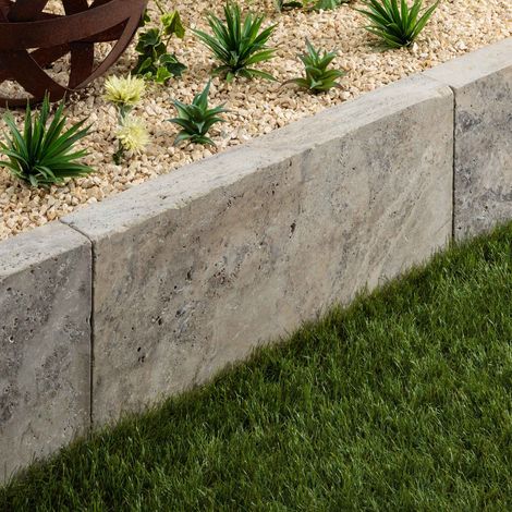 Bordure de jardin Travertin Gris Silver 70x35x8 cm (à l'unité) - RO'MA NATURE