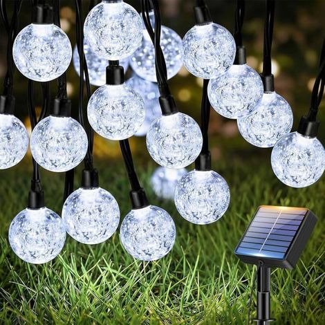 10M Guirlande Solaire Exterieur LED Guirlande Lumineuse Exterieure Solaire IP65 Étanche 8 Modes Lot de 1-10M Blanc Froid (1/5)